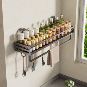 TEMU 1/2개 분리형 드릴 불필요 수납 선반 정리함 (수건 홀더 포함), 흡착 컵 욕실 & 주방 수납 랙, 공간 절약 스파이스 & 조미료 정리함, 벽걸이형 주방 조리 도구 후크, 다용도 홈 데코 정리함