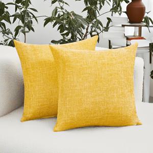 TEMU 단색 리넨 베개 커버 2개 세트, 18x18인치, 소박한 리넨 쿠션 커버 장식, 다양한 색상, 소파 침실 거실 장식용 (베개솜 미포함)