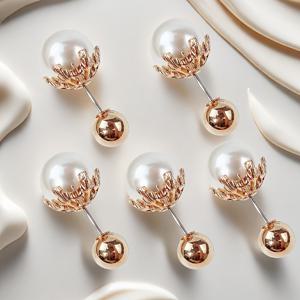 TEMU 고급스러운 인조 진주 칼라 고정핀 5개 세트 - 바느질 필요 없음, 탈부착 가능한 진주, 칼라 노출 방지, 소매, 허리밴드, 스카프 고정 조절 버튼