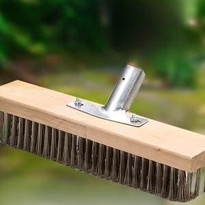 TEMU 전기가 필요 없는 헤비듀티 스테인리스 와이어 바닥 브러쉬 - 이끼, 기름기 및 먼지 쉽게 제거 - 실외, 욕실, 주방 & 파티오 청소용 인체공학적 핸들 - 상업 및 거주용, 견고한 구조, 내구성 있는 도구, 야외 유지보수