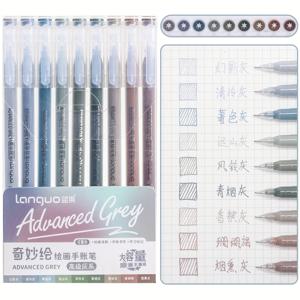 TEMU Languo 신형 9개입 중성 펜 페인팅 브러쉬, 부드러운 필기, 쉬운 페인팅, 노트북, 데일리 페인팅, 회계 및 예술 창작에 적합, 선물용으로 적합, 전문적인 예술적 요구를 충족