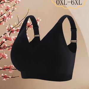 TEMU 1개 여성용 플러스 사이즈 시스루 브라, 무선 패딩 가벼운 브라, 부드러운 지지력