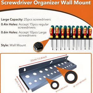 TEMU 1개 공간절약형 금속 벽걸이 정리대 - 다용도 공구 및 드라이버 보관 선반, 차고, 작업실, 가정용 정리에 이상적