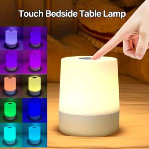 TEMU RGB 터치 디밍 가능 야간 조명 휴대용 LED 소형 야간 조명, 1개, 스마트 밝기 조절 침대 옆 테이블 램프 16가지 색상 변경 조명 - 밝기 조절 가능한 독서등이 있는 색상 변경 램프, 침실, 욕실, 거실에 적합