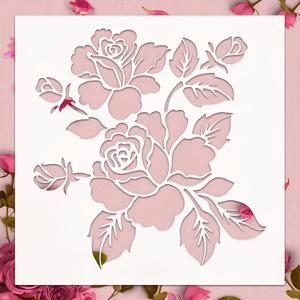 TEMU 재사용 가능한 꽃무늬 스텐실 - 30.0x30.0cm PET 소재, 세척이 쉬운 DIY 공예용 스텐실, 페인팅 아트, 타일, 패브릭, 바닥, 벽, 집 장식용, 페인팅, 패브릭 장식, 꽃무늬 디자인 스텐실, 내구성 있는 템플릿