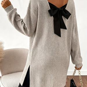 TEMU 2025 봄 가을 겨울 신상 디자인 감성 프랑스 스타일 이지 엘레강트 스타일 골지 원단 편안한 착용감 몸매 보이기 적합한 연회 데이트 휴가 캐주얼 포멀 행사 파티 야외 사무실 신학기 캐주얼