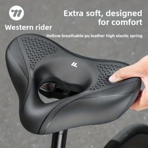 TEMU 자전거용 확대형 확장형 도톰한 편안한 충격 흡수 안장 L형, 중공 디자인, 방수 및 내마모성, 자전거 액세서리