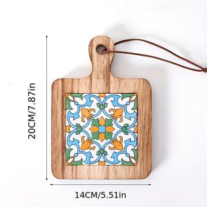 TEMU 핫디스용 나무 트리벳, 수납 랙이 있는 플로럴 나무 코스터, 내열 주방 매트, 빈티지 단열 패드, 주방용, 핫팟 및 평판 팬용 트리벳, 작업대 재배치용 단열 패드, 나무 플로럴 타일, 단열용