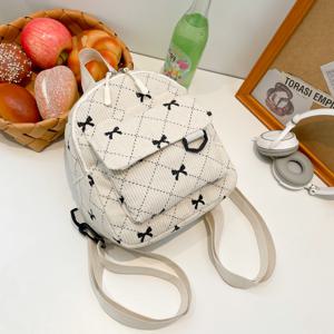 TEMU 나비넥타이 코듀로이 백팩, 일본식 출퇴근용 미니 백팩, 데일리 핸드백으로 적합, 퀼팅 텍스처, 실용적인 포켓 디자인, 조절식 어깨 스트랩 및 다중 포켓 - 스타일리시한 여성 캐주얼 가방, 학생용 심플하고 가볍고 활용도 높은 백팩