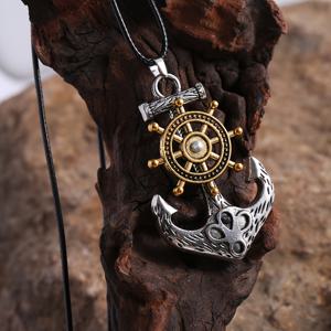 TEMU 남녀 모두에게 적합한 패셔너블한 앵커 펜던트 목걸이. 회전하는 선박의 바퀴가 특징입니다. 디자인으로 일상복 및 파티에 완벽하며, 남자친구를 위한 발렌타인데이 또는 추수감사절 선물로 이상적입니다.