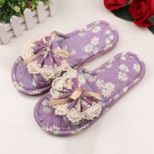 TEMU [] 3중 쿠션 실내화 들꽃 플라워 레이스 실내화 푹신한 층간소음방지 미끄럼 삼중패드 거실화 면슬리퍼