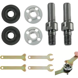 TEMU 2세트 10개 파워 드릴 어댑터 키트 앵글 그라인더 연결 부착물 커넥팅 로드 렌치 너트 회전 공구 액세서리