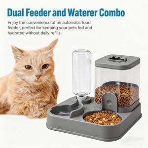 TEMU 신형 2026 모델 - 사료 그릇 포함 자동 고양이 및 강아지 수분 분수대 - 0.26~2.64갤런 다중 용량, 배터리 없음/플러그인 방식, 간편한 세척 및 방습 기능, 실내/실외용, 투명 창문과 인체공학적 손잡이가 있는 내구성 있는 블랙 디자인. 3가지 글로벌 휴일에 적합한 372개 선물용품