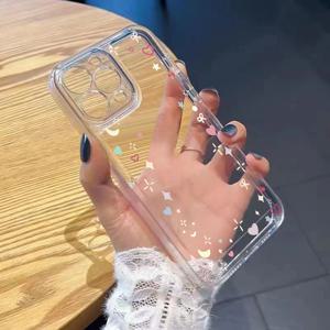 TEMU 휴대폰 케이스 - 삼성 갤럭시 S26 25 24 23 22 Utra PLUS Pro Edge FE A57 56 55 54 53 52 51 50 37 36 35 34 26 25 24 23 22 16 151413 07 06 05 03 02 S에 적합, 귀여운 별 달 패턴 여성 드림리 풀 보호 충격 방지 투명 폰 케이스