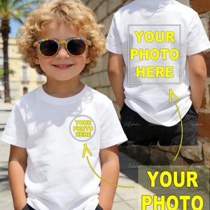 TEMU 맞춤형 양면 티셔츠 (개인 디자인). 가족 구성원 사진 및 배지를 프린트하여 추억을 남기는 특별한 선물로 만들 수 있습니다. 트렌디한 프린트 패턴이 특징인 이 스타일리시한 반팔 셔츠는 봄, 여름에 다용도로 활용할 수 있습니다.