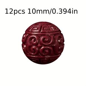 TEMU 12개입 8/10mm 주홍색 비즈 - 원형 비즈 세트, DIY 액세서리 제작에 완벽한 생일·축제·파티 선물용 팔찌 및 목걸이 만들기