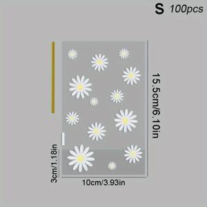 TEMU 50/100개, 데이지 백, 투명 플로럴 포장 봉투, 웨딩 생일 파티 DIY 선물 포장 용품, 파티 용품, 축제 용품