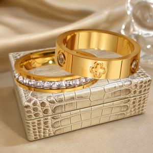 TEMU 여성을 위한 2개 세트의 우아하고 고급스러운 스테인리스 스틸 반지 세트, 데일리 매칭을 위한 스테인리스 스틸 추가, 발렌타인데이 선물로 완벽한 선택