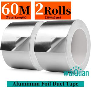 TEMU 두 롤의 알루미늄 호일 테이프, 총 길이 60미터, 폭 3cm, 고강도 사용을 위해 특별 설계. 고온 저항성 실버 알루미늄 호일 테이프로 HVAC 시스템 및 에어 덕트 포함 밀봉 및 수리 작업에 이상적