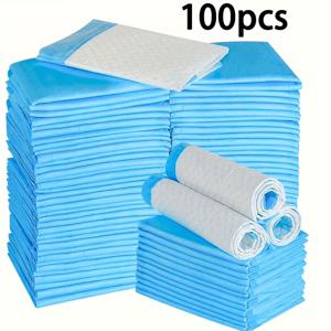 TEMU 100개입 두꺼운 6겹 소변 패드, 초고흡수, 45*33cm 대형 및 중량 애완동물 소변 패드, 누수 방지 및 찢김 방지, 냄새 감소, 실험실, 침실 및 다양한 애완동물에 적합