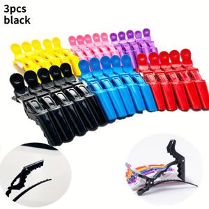 TEMU 헤어 섹셔닝 및 스타일링용 플라스틱 악어 클립 3개