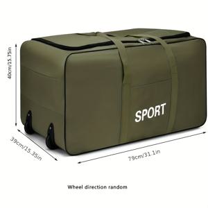 TEMU 대용량 롤링 스ूट케이스, 바퀴가 달린 접이식 여행 가방, 옥스포드 천, 내구성이 뛰어난 폴리에스테르, 비즈니스, 해외 공부, 이주용으로 사용할 수 있는, 그레이, 레드, 블랙, 그린 색상으로 제공