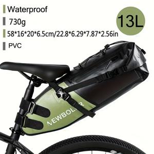 TEMU 뉴볼러 고품질 자전거 안장 가방 - 대용량 3-13L, 접이식 테일 패니어 MTB 및 로드 바이크용, 내구성 있는 PVC 소재, 안전 스트랩 다수 구획, 청소 용이, 장거리 사이클링에 적합한 자전거 백