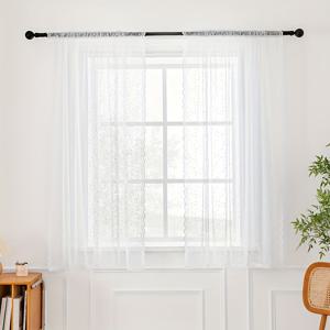 TEMU 2개 세트 레이스 자카드 커튼, 거실, 식당, 주방, 서재, 침실, 복도용 반투명 장식 커튼, 로드 포켓 설치, 패키지당 2개 패널