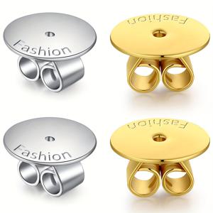 TEMU 4개 KMEOSCH 저자극 안전 잠금 귀걸이 백, 처진 귀, 피부 및 피어싱 교체용 - 스터드 귀걸이용 비피어싱 안전 귀 고정 (4개)