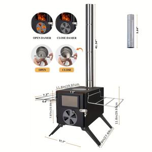 TEMU 야외 캠핑 스토브 난방 텐트 철제 스토브와 함께 사용 가능