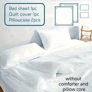 TEMU 4개입 일회용 침구 세트, 청소 및 위생용 이불 커버 베개커버 포함, 휴대용 호텔 여행 액세서리 욕실 용품