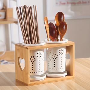 TEMU 창의적인 세라믹 젓가락 거치대 - 포크, 숟가락 및 기타 주방 도구용 다기능 주방 도구 정리대, 배수구 포함