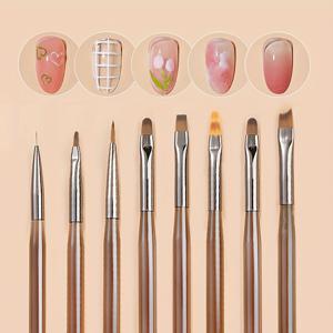 TEMU 젤 네일, 전문 매니큐어 도구, 네일 폴리쉬, 아크릴 레진을 위한 8개의 네일 브러시 세트, DIY 페인팅 및 워터컬러 네일 아트 장식에 적합합니다.
