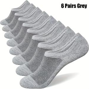 TEMU 남성용 경량 통기성 보트 양말 6켤레 세트 (봄/여름용), 편안함과 흡습성을 위해 디자인, 로우탑 및 투명 스타일