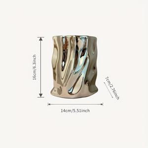 TEMU 고급 화병 장식품, 창의적인 스타일, 고급스러운 도자기 전기도금 화병, 꽃 예술 쇼룸용 화병, 부드러운 장식