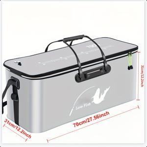 TEMU 고강도 방수 EVA 낚시용품 보관함 겸 어류 양동이 - 접이식 휴대용 다기능 지퍼형 용기, 여행, 낚시, 야외 활동용 - 단색 EVA 용기 (방수)