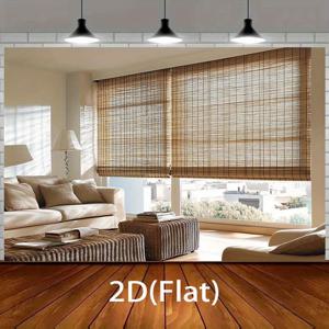 TEMU 1개 2D 자연스러운 편안함 대나무 블라인드 디자인 폴리에스터 사진 배경 천 - 전기 필요 없음, 생일 파티용 우아한 거실 테마, 야외 축제 및 아늑한 홈 데코, 휴식 분위기, 쉬운 유지 관리