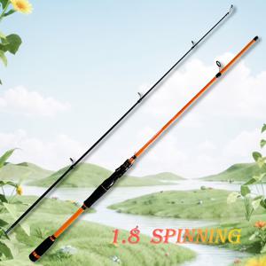 TEMU 오렌지색 블랙 디자인 카본 파이버 루어 로드 낚싯대 1.68m 2.1m 세그먼트 핸들 세라믹 가이드 링 디자인 아름답고 독특한 외관 블랙 피아노 래커 회전 금속 알루미늄 장식 M 톤