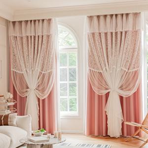 TEMU 1개 이중 레이어 진주 웨이브 레이스 암막 커튼 | 90% 이상 빛 차단 | 스타일리시한 창문 장식