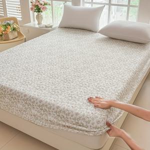 TEMU 물세탁 가능한 매트리스 커버, 산뜻한 프린트 플로럴 침구, 부드럽고 편안한 작은 플로럴 프린트 침대, 침실 및 게스트룸에 적합, 깊은 포켓으로 디자인, 커버만 포함, 베갯잇 또는 베개 속통은 포함되지 않음