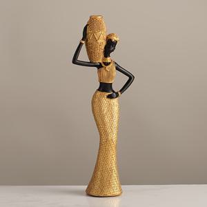 TEMU 아프리카 여인 레진 조각상 - 물주전자가 있는 우아한 부족 여성 동상 - 거실, 침실, 사무실, 선반, 테이블용 아프리카 예술 조각품 - 이국적인 가정 장식 장식품 선물 - 3가지 스타일, 별도 판매