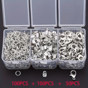 TEMU 250개/박스 랍스터 클라스프, 점프 링, 스플릿 링 3개 세트, 주얼리 만들기 키트, 주얼리 테일 링크, 점프 링, 코드 엔드 링크, DIY 팔찌, 목걸이, 발찌, 연결 부품, 주얼리 만들기 용품, 휴일 선물, 주얼리 만들기 키트