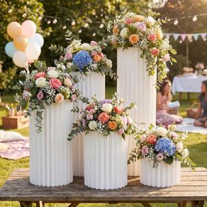 TEMU 5개 할로윈 및 크리스마스 파티 웨딩용 창의적인 접이식 종이 아트 원통 디스플레이 베이스, 파티 및 웨딩 장식, 소셜 미디어 꽃집 장식 장면 설정 도구, 아크릴 보드 없음