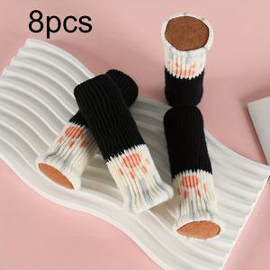 TEMU 귀여운 고양이 의자 다리 커버 8개 세트 - 미끄럼 방지 가구 패드, 스크래치 방지, 두꺼운 쿠션 바닥 보호대, 고양이 의자, 책상 다리, 문 손잡이용 - 부드러운 패브릭 가구 보호대 - 고양이 주인을 위한 이상적인 선물, 고양이 가구 다리 보호대