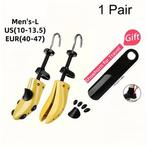 TEMU 1쌍 범용 신발 스트레처 - 넓은 발에 맞는 편안한 핏 조절기, 길이 및 너비 확장 기능, 남녀 신발에 이상적, 쉬운 사용을 위한 일체형 디자인, 7.68인치 신발 뿔 1개 포함. 신발 트리 2개 + 신발 뿔 1개 포함