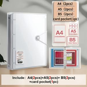 TEMU A4/B5/A5 루스리프 바인더 파일 정리함, 파일 박스 파일 가방, 다중 포켓 서류 홀더, 가정, 사무실, 여행용 수납에 적합, 영수증 및 서류용 투명 보호 슬리브, 청구서 정리함, 스타일리시한 파일 수납, 링제본 노트, 탁상용 서류 정리함