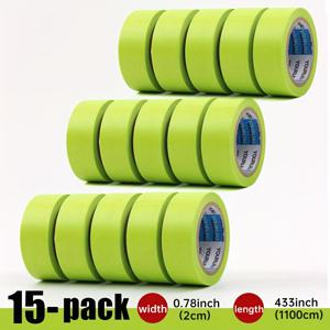 TEMU 그린 애플 일본 와시 테이프, 오렌지 마스킹 테이프 멀티 롤 세트, 전문가용 자동차 스프레이 페인트 테이프, 높은 접착력, 내열성, 제거 시 잔여물 없음, 선명하고 완벽한 페인트 엣지 보호 보장