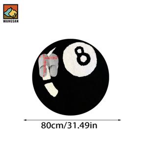 TEMU 1개 블랙 8 빌리어드 욕실 매트 - 미끄럼 방지 라운드 플란넬 샤워 매트, 플러시 소프트 표면, 세탁기 사용 가능, 욕조, 샤워, 출입구용 - 풀 테이블 테마 장식에 이상적 (모든 8 디자인용)