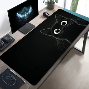 TEMU 귀여운 검은 고양이 머리 재미있는 패턴의 대형 E스포츠 게이밍 마우스 패드 1개, 미끄럼 방지, 세탁 가능한 고무 베이스, 대형 데스크 매트 사무실 책상 액세서리, 컴퓨터 장식 액세서리, 데스크탑 장식, 얼룩 방지 게이밍 마우스 패드, 게이머를 위한 이상적인 선물, 특대형 데스크 매트, 스타일리시한 사무실 데스크탑 장식 연출 및 학습용 액세서리