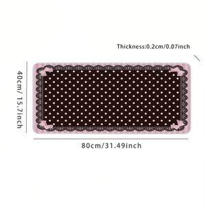 TEMU 1개 빈티지 레이스 스타일 마우스패드 35.4X15.7인치, 미끄럼 방지 확장형 테이블 매트, 핑크 도트 디자인, 사무실 및 홈 데코용 데스크 매트, 부드러운 패브릭 표면 키보드 매트, 사무실 및 가정용 완벽